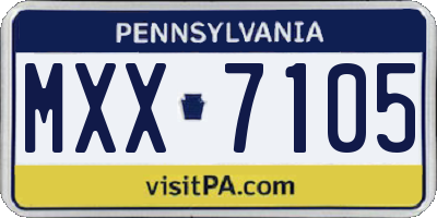 PA license plate MXX7105