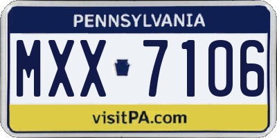 PA license plate MXX7106
