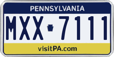 PA license plate MXX7111