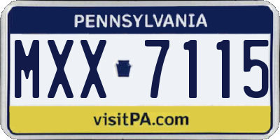 PA license plate MXX7115