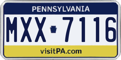 PA license plate MXX7116