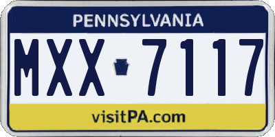 PA license plate MXX7117
