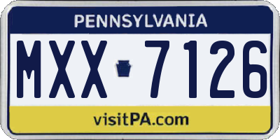 PA license plate MXX7126