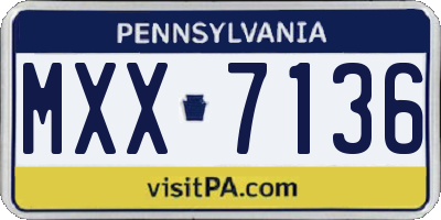 PA license plate MXX7136