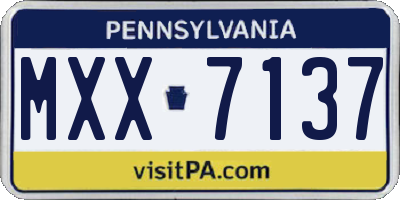 PA license plate MXX7137