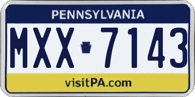 PA license plate MXX7143