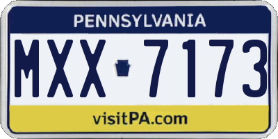 PA license plate MXX7173
