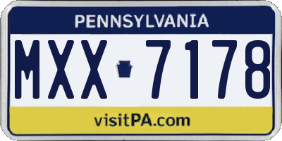 PA license plate MXX7178