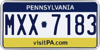 PA license plate MXX7183