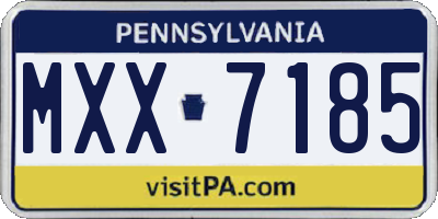 PA license plate MXX7185