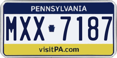 PA license plate MXX7187