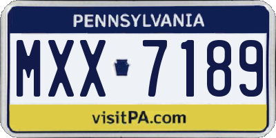 PA license plate MXX7189