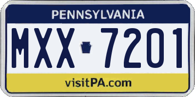 PA license plate MXX7201
