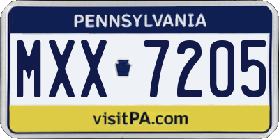 PA license plate MXX7205
