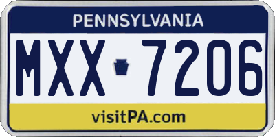 PA license plate MXX7206