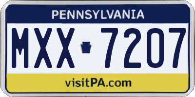 PA license plate MXX7207