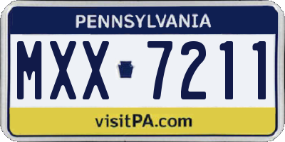 PA license plate MXX7211