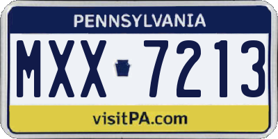 PA license plate MXX7213