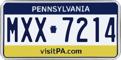 PA license plate MXX7214