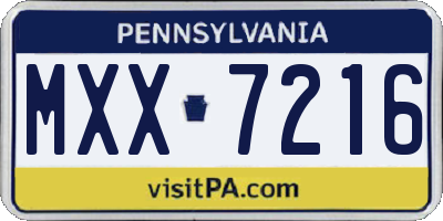 PA license plate MXX7216