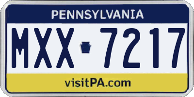 PA license plate MXX7217