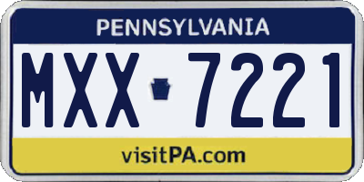 PA license plate MXX7221