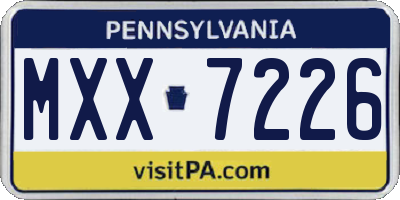 PA license plate MXX7226