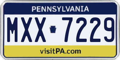 PA license plate MXX7229