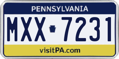 PA license plate MXX7231