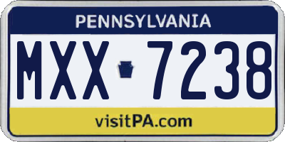 PA license plate MXX7238