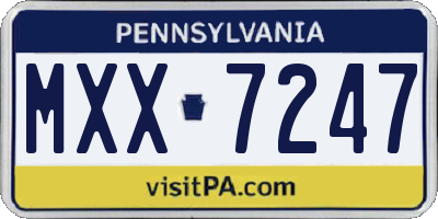 PA license plate MXX7247
