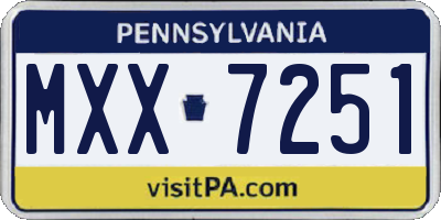 PA license plate MXX7251