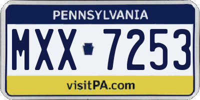 PA license plate MXX7253