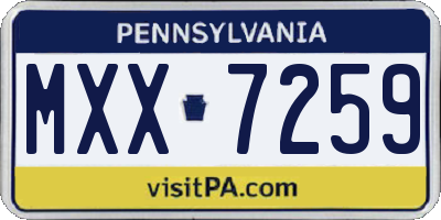 PA license plate MXX7259