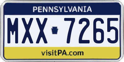 PA license plate MXX7265