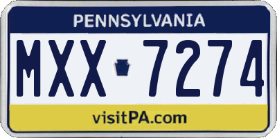 PA license plate MXX7274