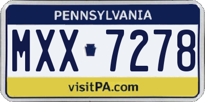 PA license plate MXX7278