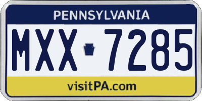 PA license plate MXX7285