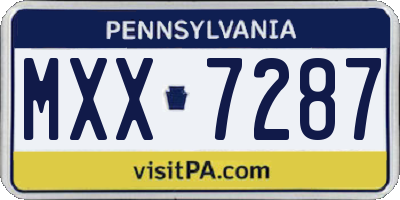 PA license plate MXX7287