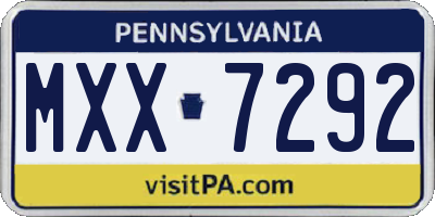 PA license plate MXX7292