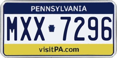 PA license plate MXX7296