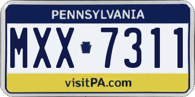 PA license plate MXX7311