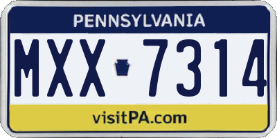 PA license plate MXX7314
