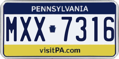 PA license plate MXX7316