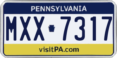 PA license plate MXX7317