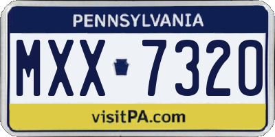 PA license plate MXX7320