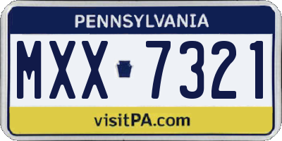 PA license plate MXX7321