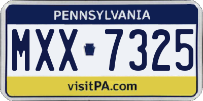 PA license plate MXX7325