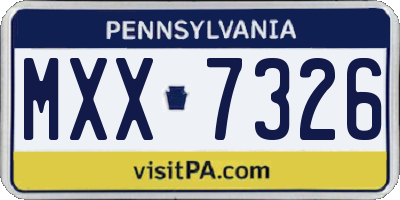 PA license plate MXX7326