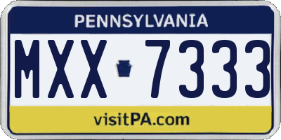 PA license plate MXX7333
